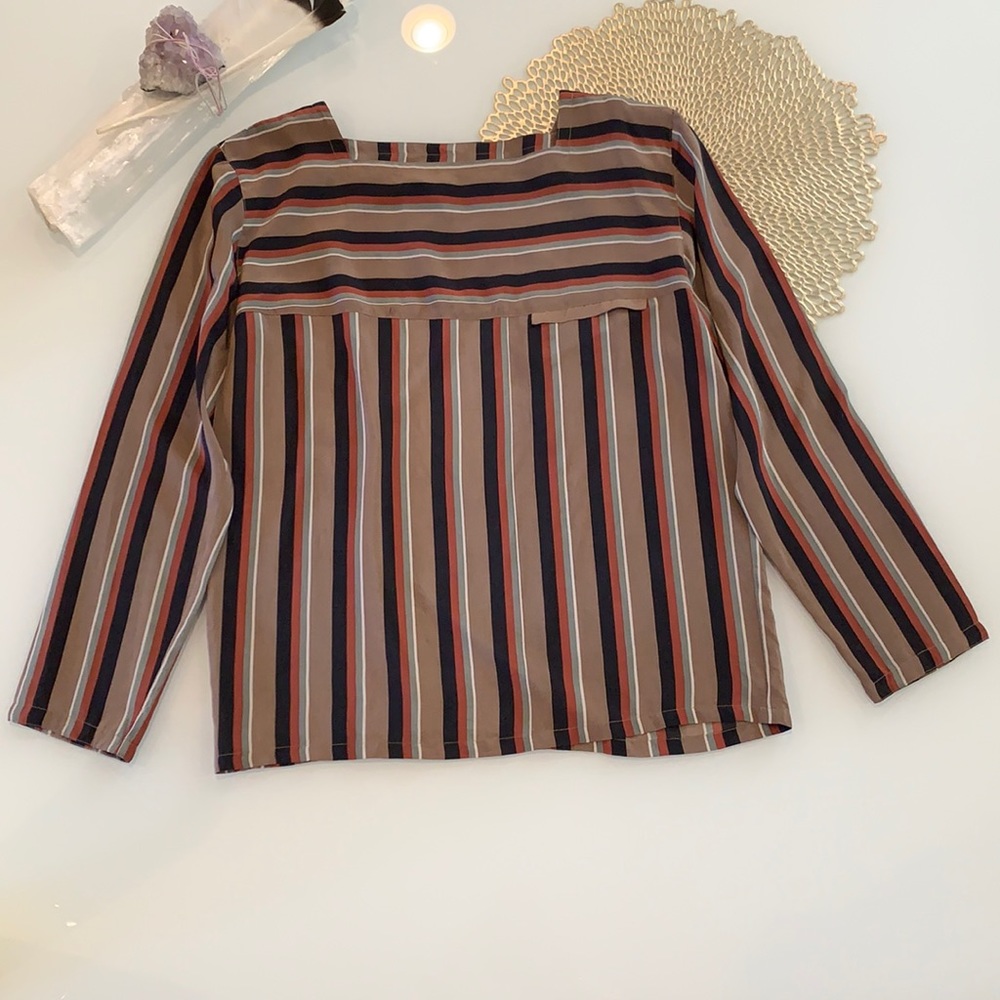VINTAGE IRKA 100% Silk Striped Blouse